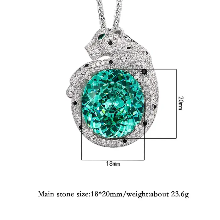 Colliers de luxe rétro avec pendentif léopard Tourmaline verte pour femmes