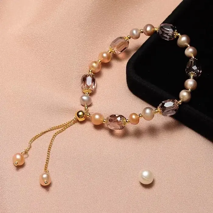 Bracelets en perles roses imitées ajustables et élégants pour femmes occasions spéciales romantiques et modernes