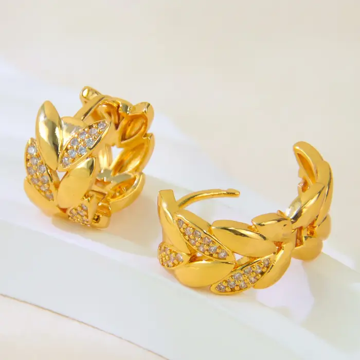 Boucles d'oreilles pendantes en zircone plaqué or 21 carats, mode de dubaï, breloque italienne, bohè