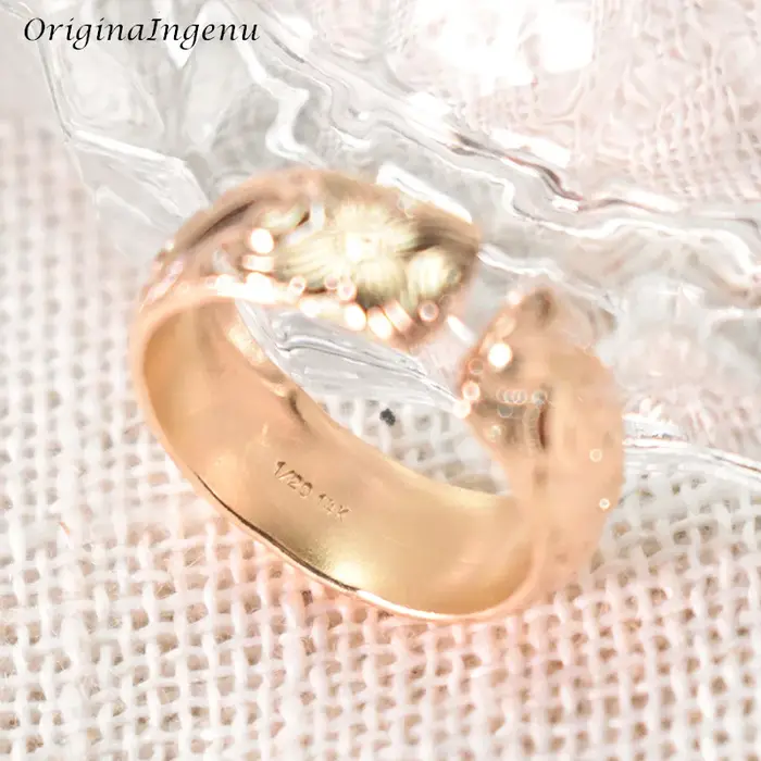Bague en or rempli 14K à fleurs personnalisée pour femmes, élégante et hypoallergénique, idéale pour les occasions spéciales et le quotidien