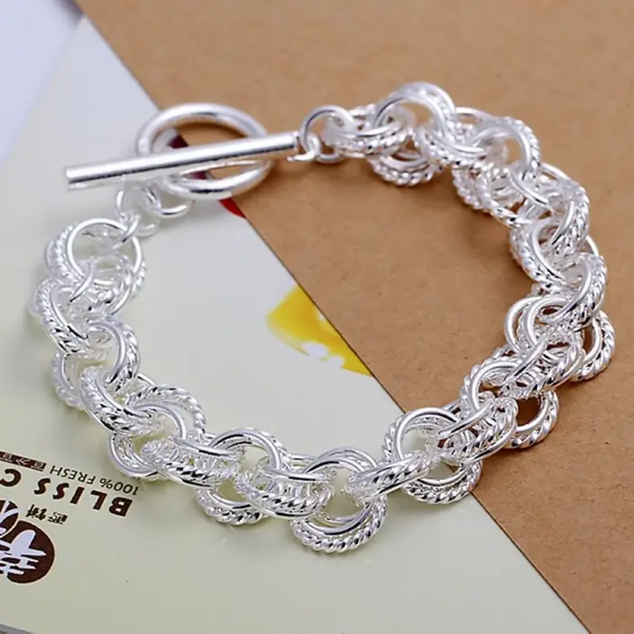 Bijoux couleur argent 925 de haute qualité, jolis Bracelets populaires à la mode, cercle de fête de 