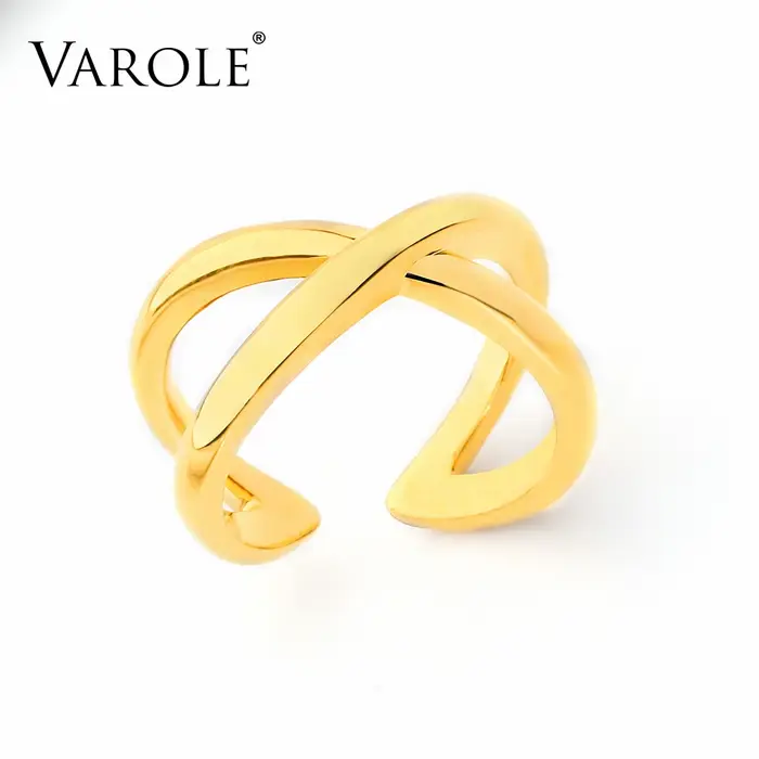 VAROLE-Bague en forme de croix en or pour femme, bijou simple, accessoire de fête, à la mode