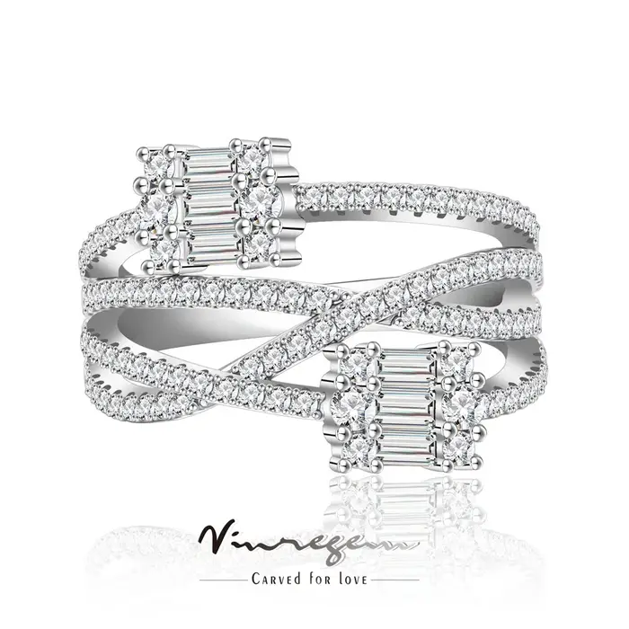 Vinregem Bague de fiançailles et de mariage en saphir créé en laboratoire pour femme