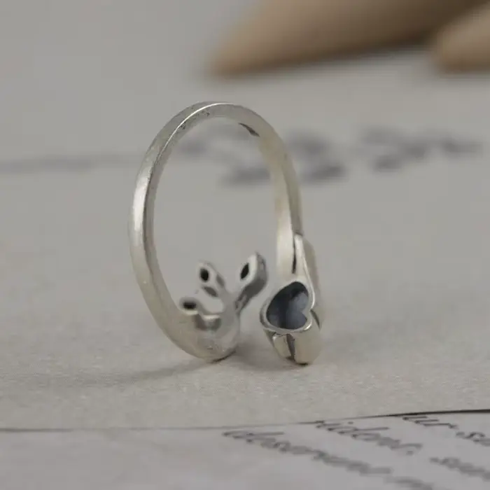 Bague ouverte réglable en argent Sterling 925 sertie d'un oiseau de compagnie ethnie pour femmes occasions festives et cadeaux spéciaux
