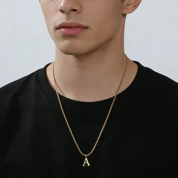 Collier chaîne Cazador A-Z avec initiale pour homme