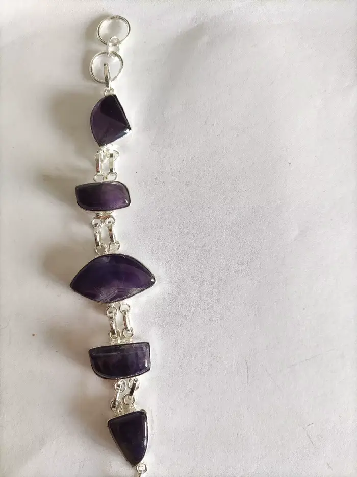 Bracelet péridot en Agate de topaze bleue d'améthyste véritable