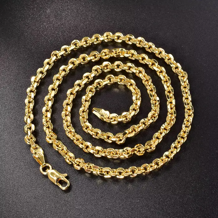 Collier italien 750 pour homme et femme, géométrique, diamant, entrelacé, différentes longueurs, con