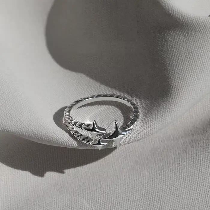 Bague ouverte Vintage en forme d'étoile croisée irrégulière pour femmes et hommes, Punk gothique, co