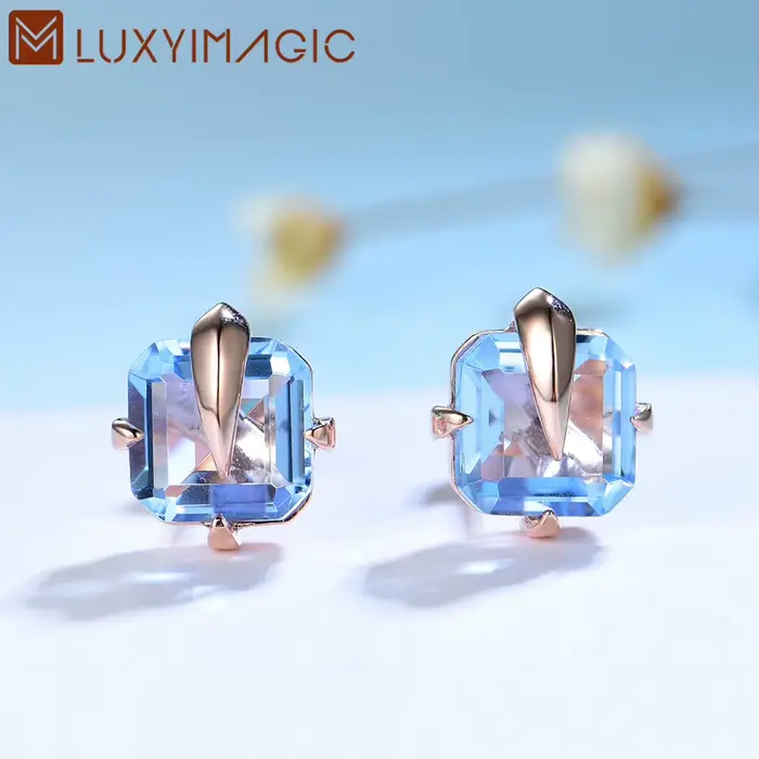 Boucles d'oreilles en argent 925 serties de topaze pour femmes occasions spéciales engagement mariage anniversaire soirée
