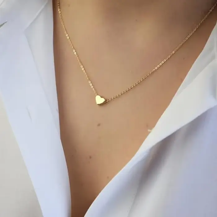 Colliers de clavicule minimalistes pour femmes, petits colliers d'amour en forme de cœur, Bijoux dél