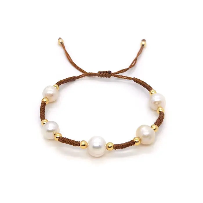 KKBEAD-Bracelet Tressé à la Main pour Femme, Bijoux de Styliste à la Mode, Perle Naturelle