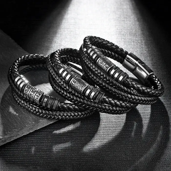 Bracelet de perles de noeud celtique Vibasine vintage pour hommes et femmes