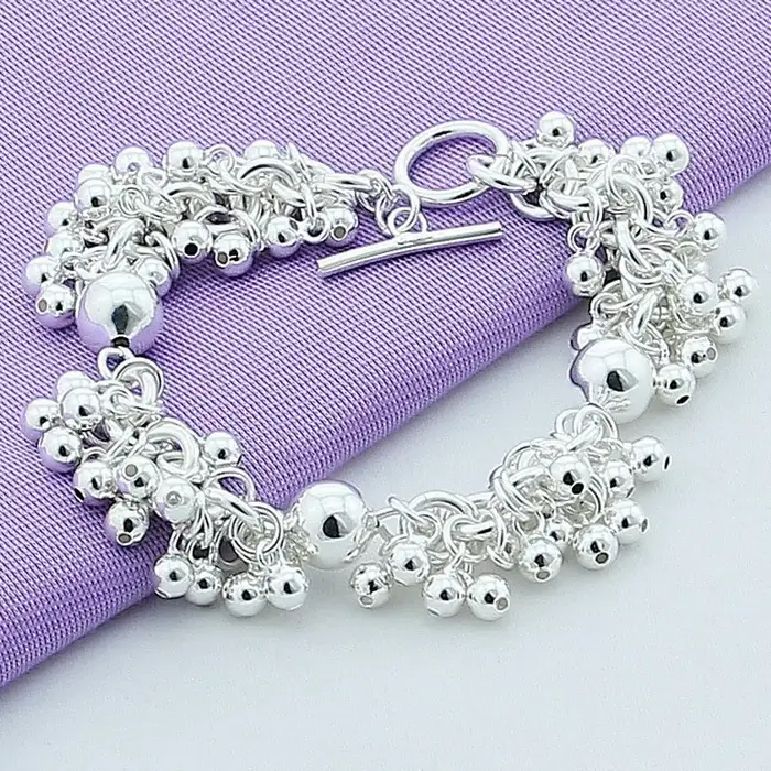 Bracelet en argent Sterling 925 pour femmes, perles de raisin, Simple, à la mode, pour fête d'annive