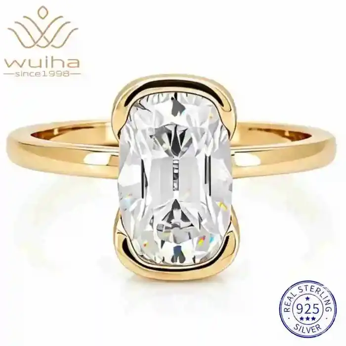 WUIHA Bague de Fiançailles et de Mariage Vintage en Argent Sterling 925 avec Moissanite Véritable GRA de 4 carats