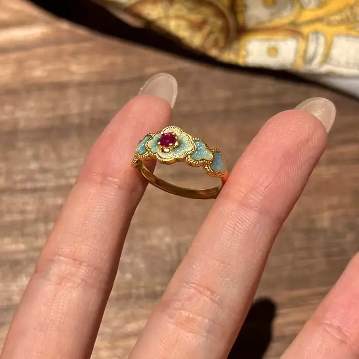 Bague de cocktail classique vintage fleur or zirconium réglable pour femmes occasions spéciales mariage
