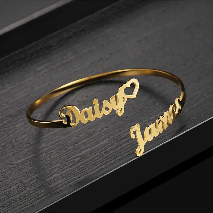 Bracelet à 2 Noms Personnalisé en Acier Inoxydable pour Femme