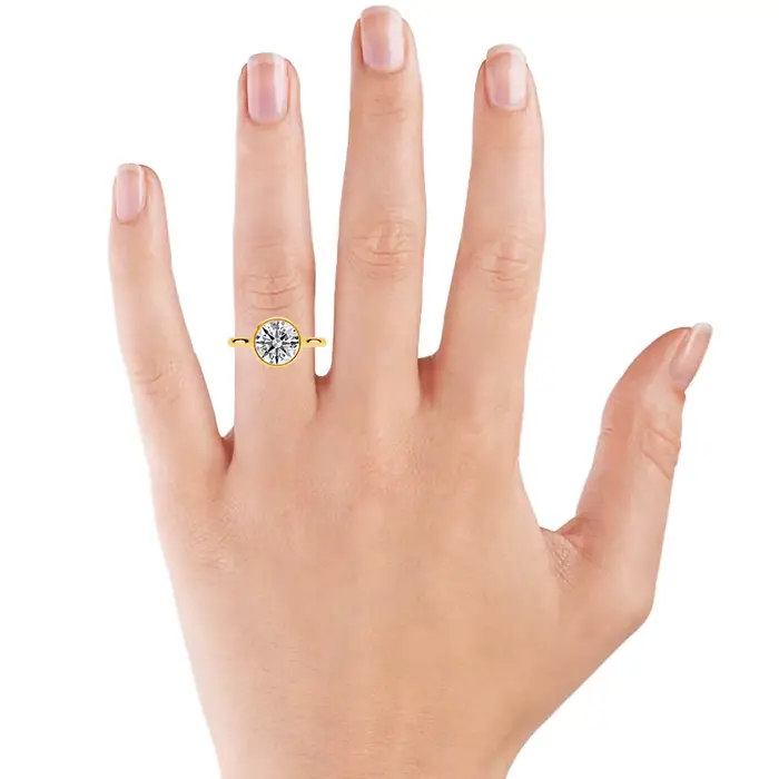 Bague de fiançailles classique en or jaune 14K pour femmes