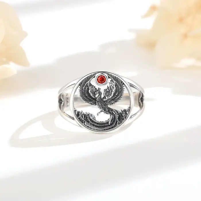 Eudora 925 bague réglable en argent Sterling Phoenix Vintage soleil