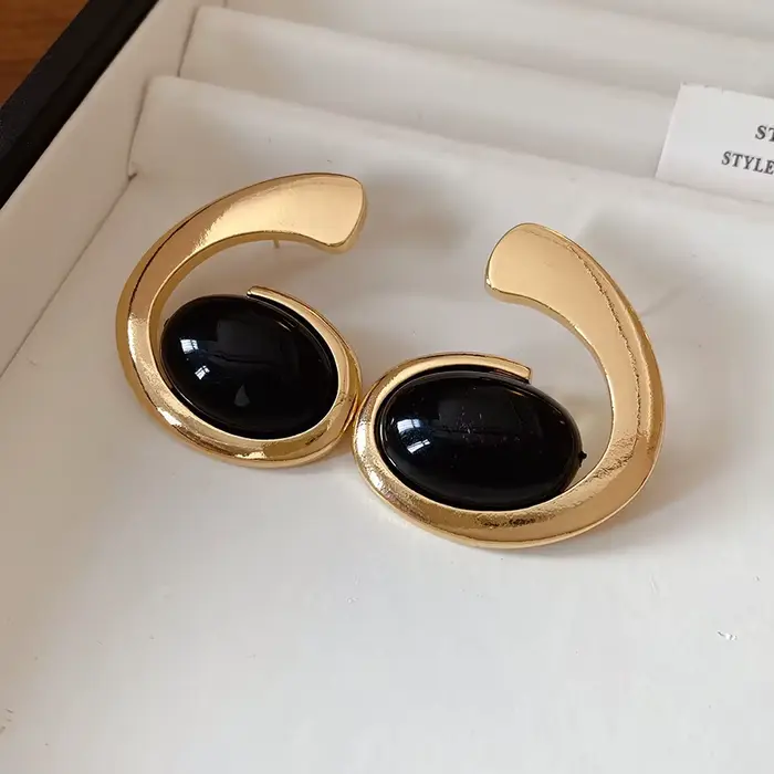 Boucles d'oreilles Vintage en résine rouge pour femmes, grandes boucles d'oreilles ovales géométriqu