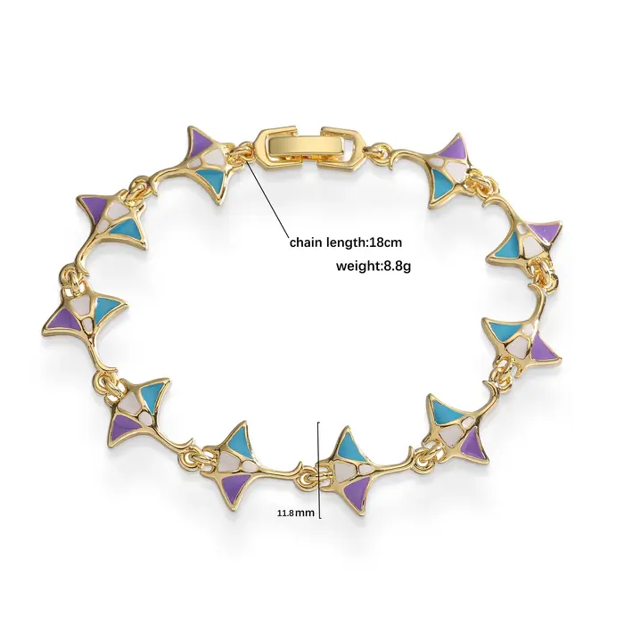 Bracelet rétro en émail vert avec pendentif motif palmier et cocotier