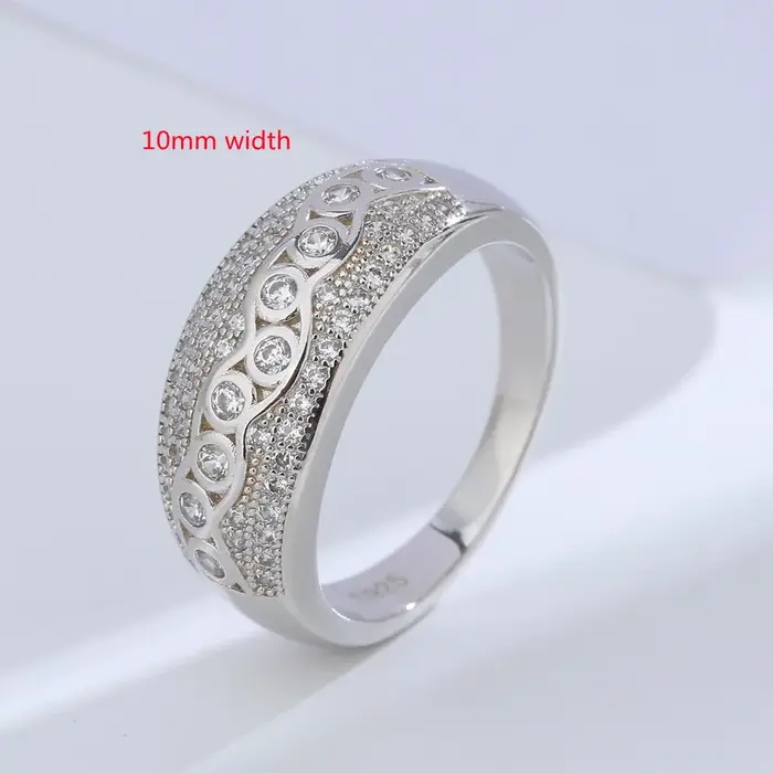 Buyee 925 en argent Sterling grand anneau doigt blanc Zircon bague pour femme homme mode luxe fête d