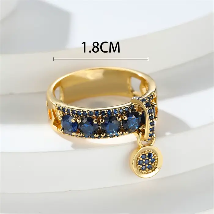 Bague Vintage en Pierre Bleu Royal Or Jaune Style Mode Pour Fiançailles Mariage Anniversaire Cadeau Occasions Spéciales