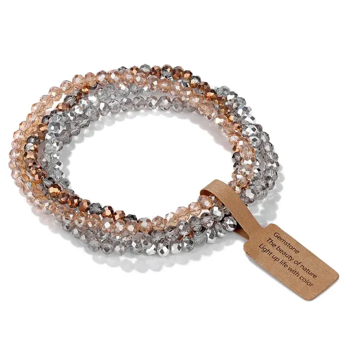 Ensemble de bracelets extensibles Boho Chic, 4 pièces, effet arc-en-ciel AB, perles de verre, bijoux
