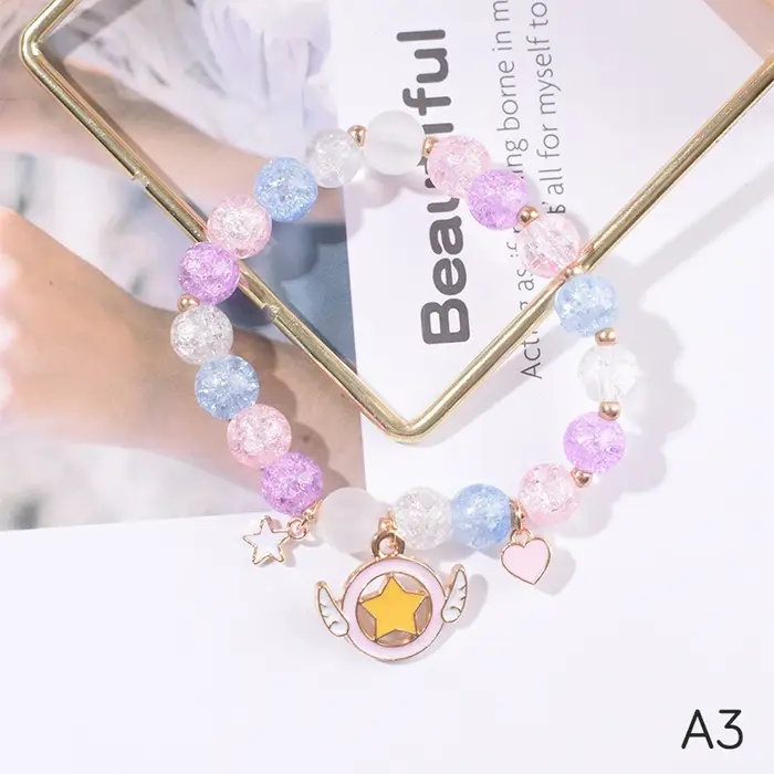 Bracelet en verre de perles de pop-corn pour filles