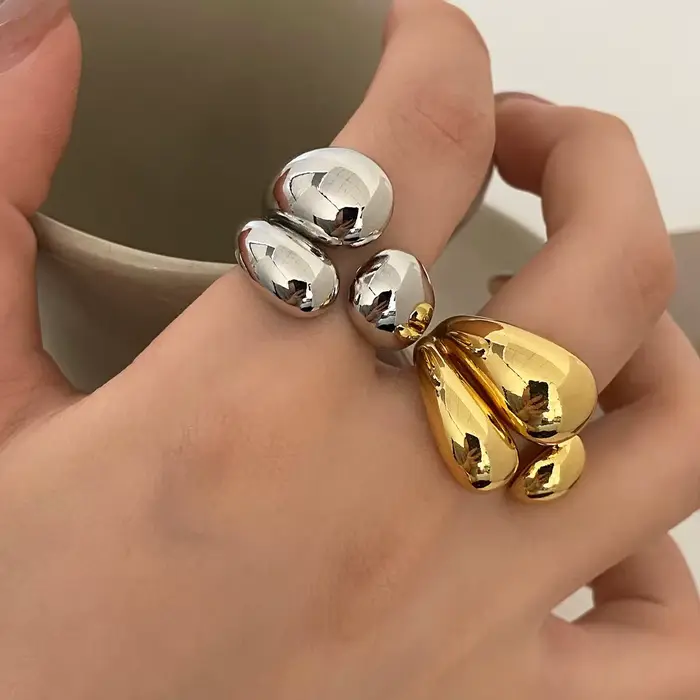 Bague dôme épaisse plaquée or et argent pour hommes et femmes