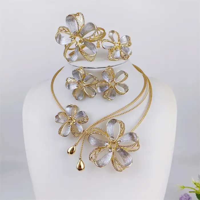 Ensemble de bijoux plaqué or 18 carats pour femmes, Original dubaï, collier italien exquis, boucles 
