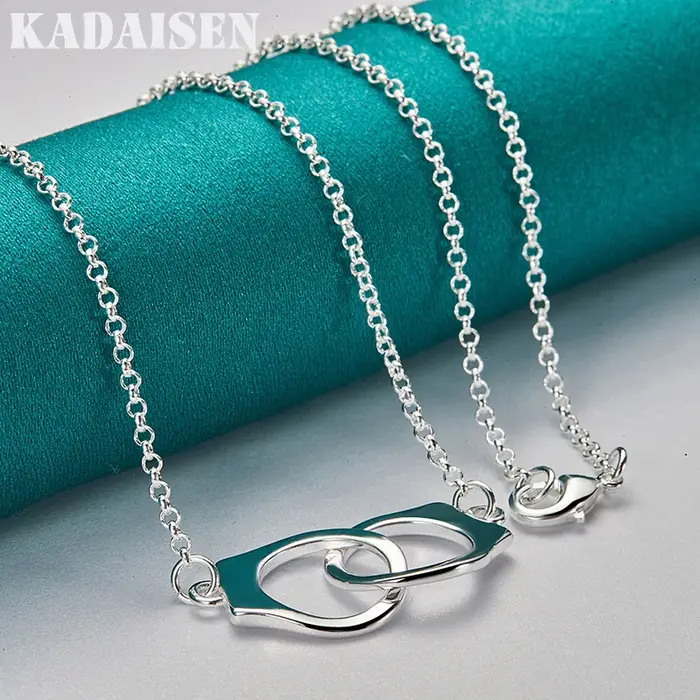 Collier avec pendentif menottes en argent sterling 925