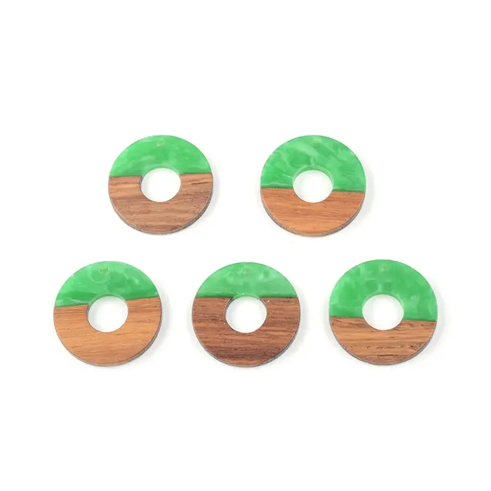 Boucles d'oreilles en bois naturel et résine, design rond, accessoires d'épissure, fait à la main, b