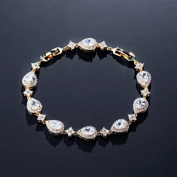 ZAKOL classique géométrique goutte d'eau CZ Bracelet pour femmes mariée magnifique Buling Zircon fête de mariage bijoux
