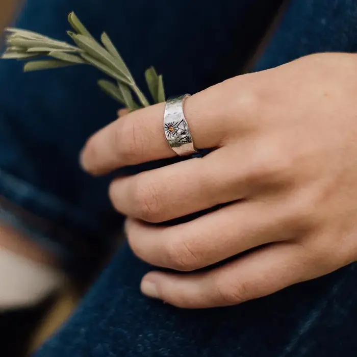 Bague Vintage Sunset Valley pour femmes et hommes