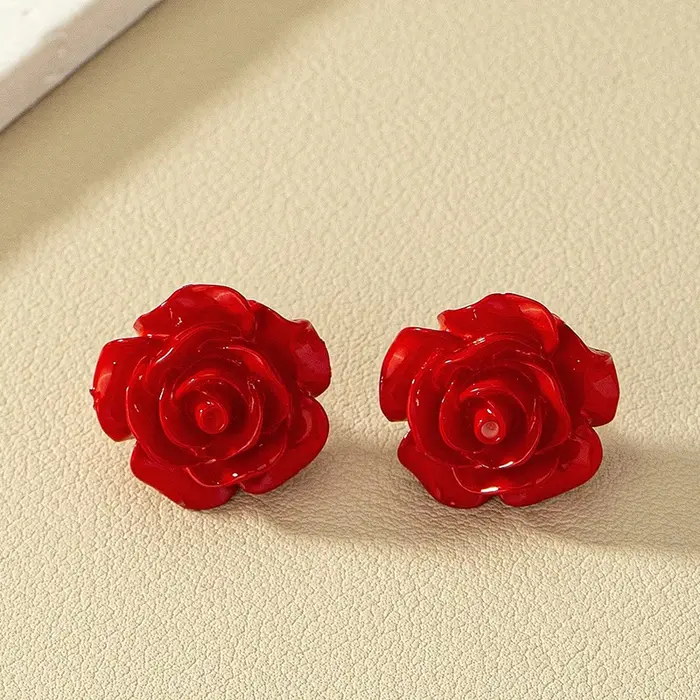 Obega fleur forme Trio boucles d'oreilles pour femmes rouge noir blanc résine fleurs boucle d'oreille goujon Vintage mignon fille enfant poste cadeau