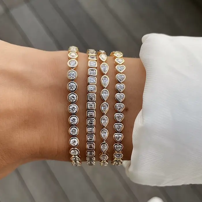 Bracelet en zircone cubique 5A CZ, lunette géométrique de différentes formes, chaîne de Tennis, bijo
