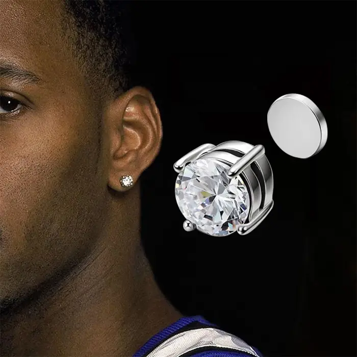 3 paires de boucles d'oreilles Punk rondes en Zircon