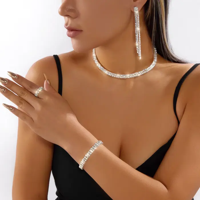 Ensemble de bijoux de luxe en cristal vert pour femmes
