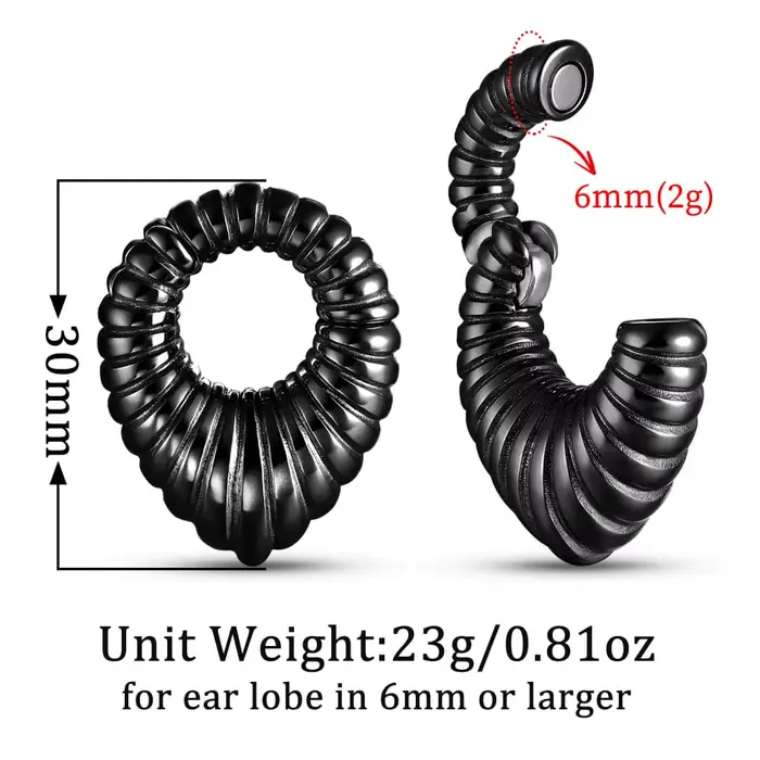 Twolobes 2PCS 316L Acier Inoxydable Écarteurs d'Oreille, Boucles d'Oreille Creuses pour Lobe, Poids d'Oreille Gothique Punk, Bijoux Corporels
