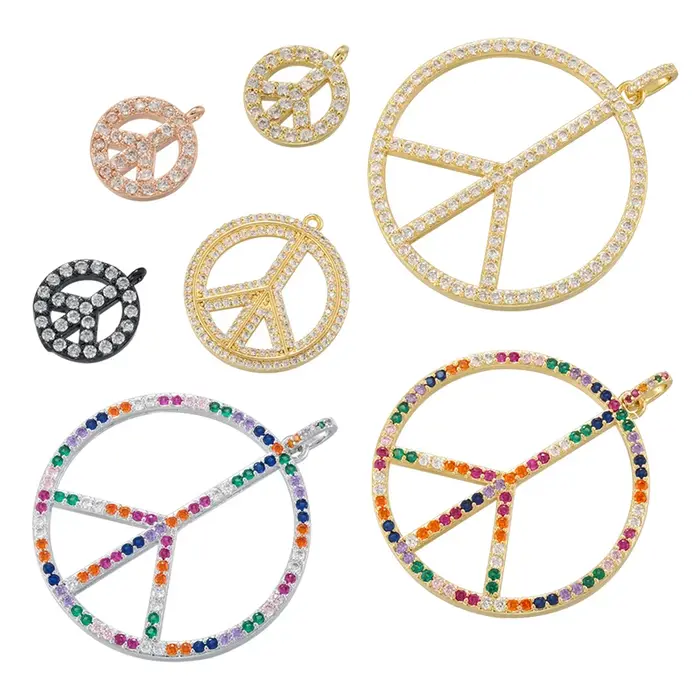Pendentifs ronds couleur bonbon en laiton plaqué or 18 carats incrustés de pierres CZ colorées