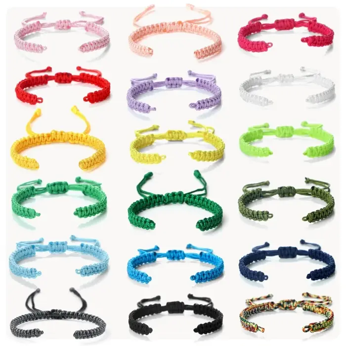 Bracelets semi-finis en fil de nylon 19 couleurs pour hommes et femmes