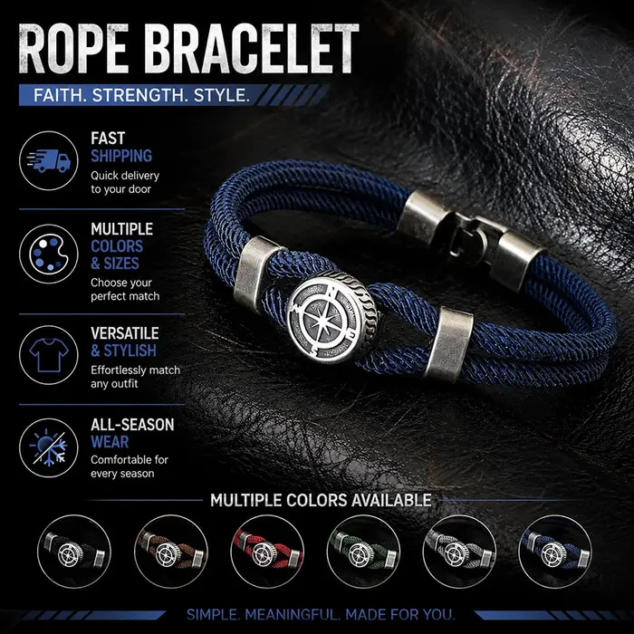 Nouveau Bracelet boussole homme Viking corde nautique Braslet