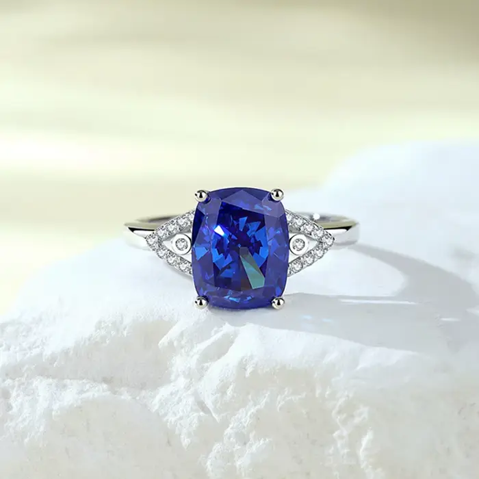 Vinregem 8*10 MM émeraude saphir haute teneur en carbone diamant gemmes bague pour les femmes 925 en argent Sterling bijoux fins cadeaux d'anniversaire
