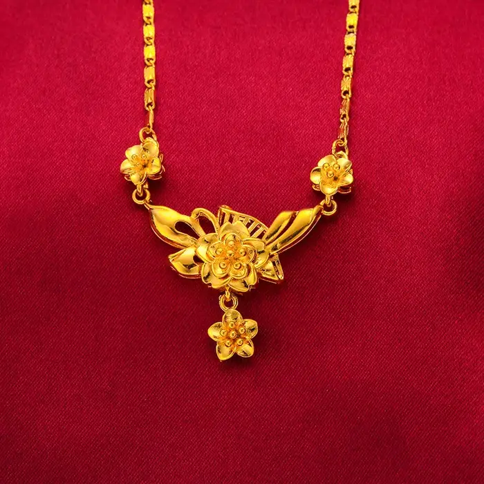 Colliers ras du cou avec pendentif multi-fleurs plaqué or jaune pour femmes, collier de 18 pouces, b