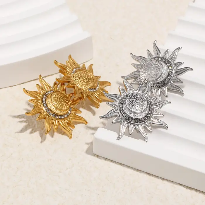 E.B.belle – boucles d'oreilles soleil en acier inoxydable