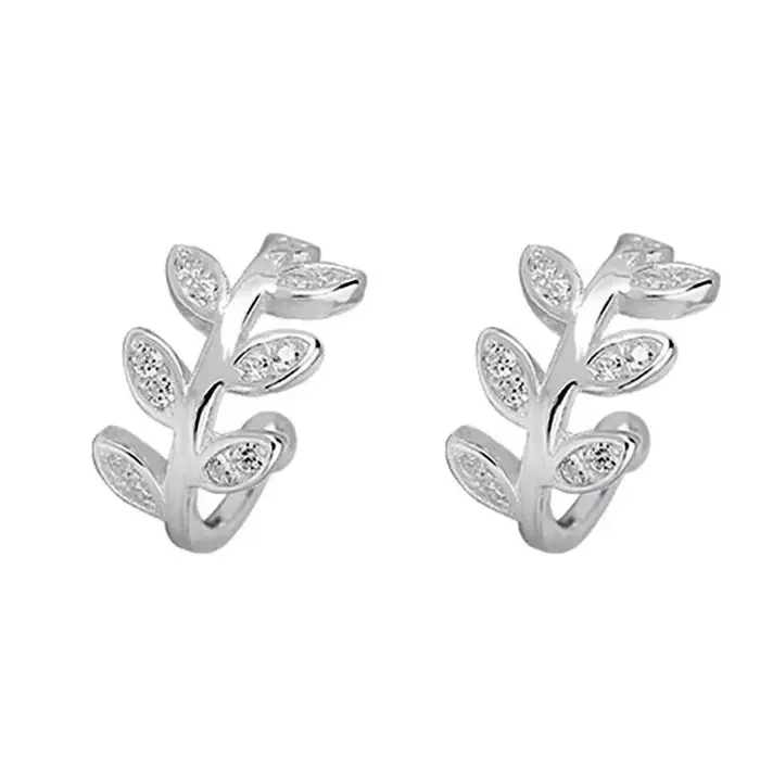 Manchette d'oreille en argent regardé 925 pour femme, clip sur feuille, boucles d'oreilles en or, sa