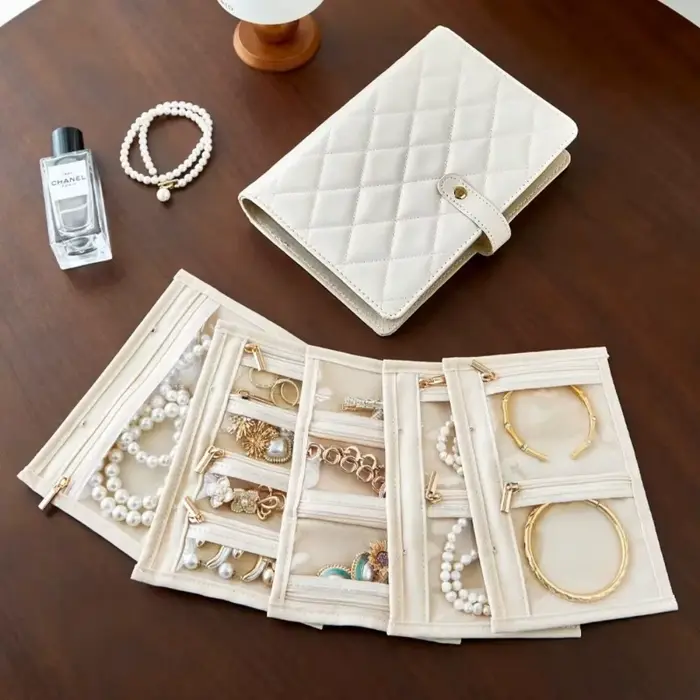 Sac de rangement de bijoux pour voyage, classeur de rangement de bijoux avec compartiments divisés sans enchevêtrement, pochettes transparentes faciles à trouver pour mères Da