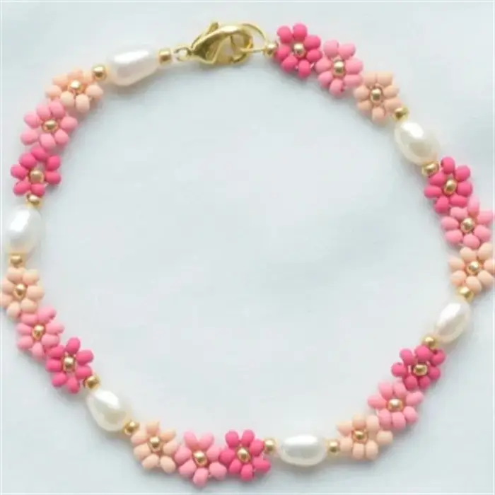Bracelet bohème fait main en perles de riz
