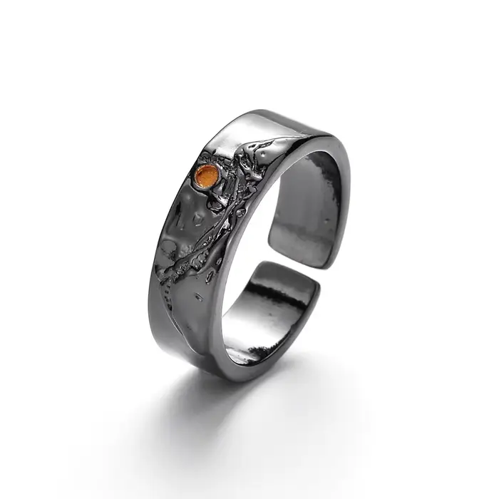 Bague Moon de montagne pour hommes, bande ouverte réglable, bijoux inspirés de la nature, bague goth