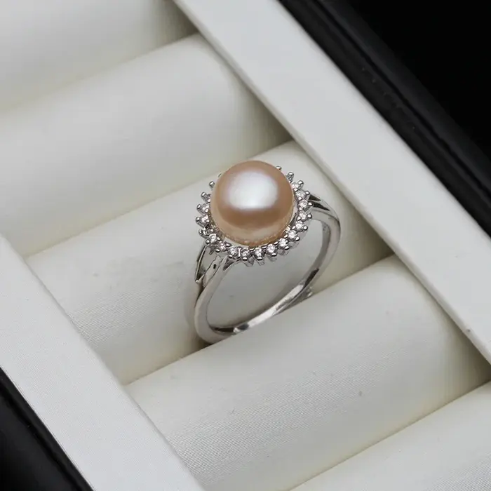 Bague en argent Sterling 925 avec perles pour femme